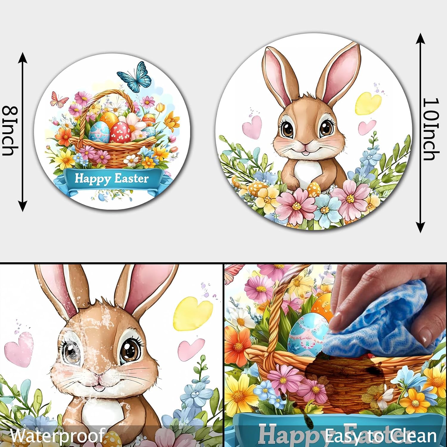Happy Easter Day Art Stove Burner Covers Set of 4,Animal Rabbit Stove Top Covers for Gas Burners,Easter Eggs ,Butterfly Pattern Electric Stove,Gas Stove Burner Covers,Metal Stove Burner Cover Gift