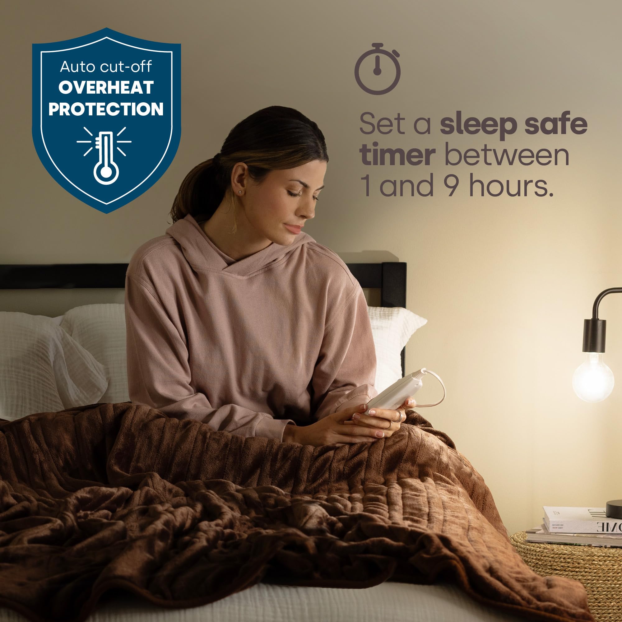 LIVIVO Electric Heated Throw Blanket, Machine Washable Ultra Soft Fleece  Overblanket 160 x 120cm with 9 Heat Settings, Timer and Safety Cut Off  (CHOCOLATE) : Amazon.co.uk: Home u0026 Kitchen