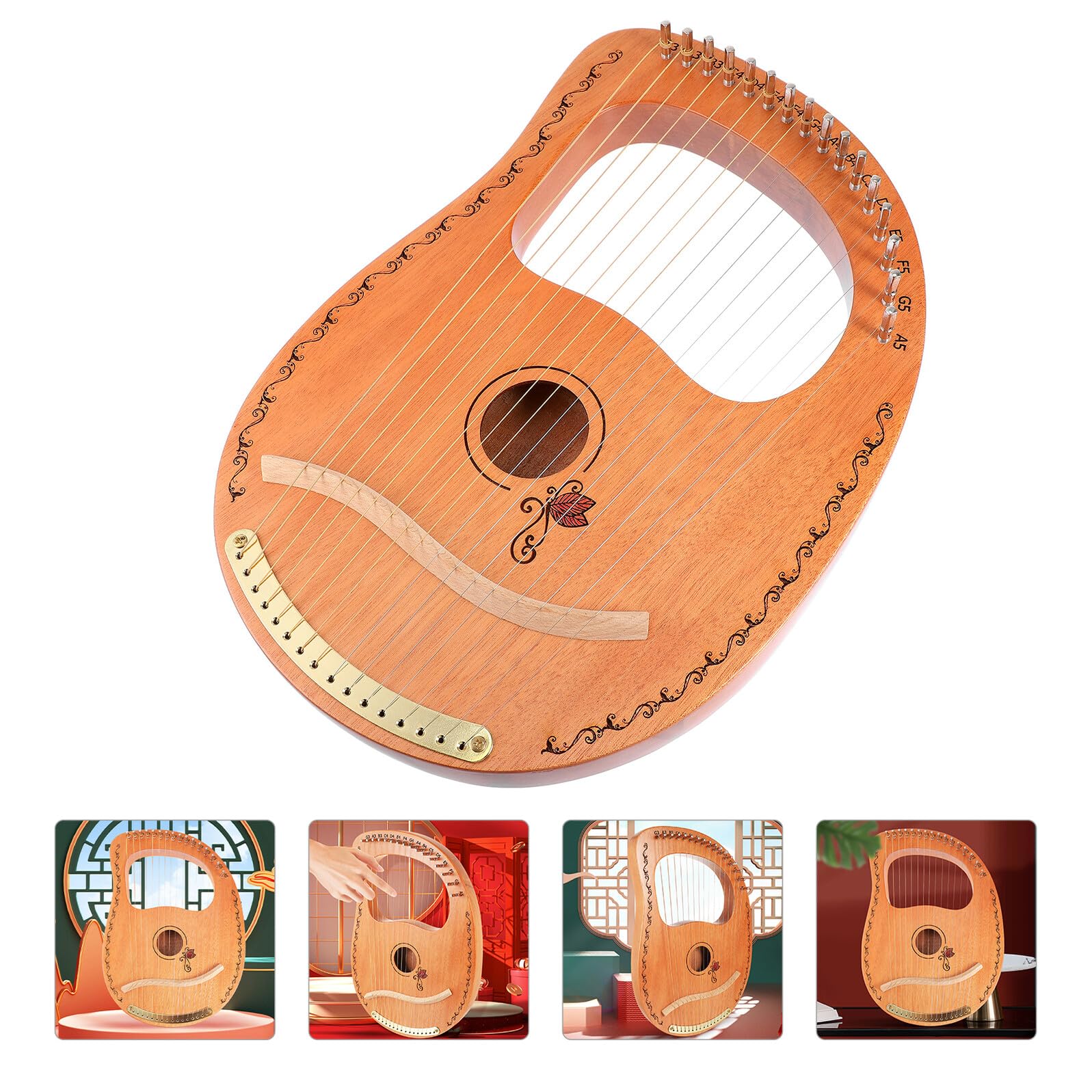 Lyra in Legno Effetto Sustain Prolungato Delicato Strumento Musicale e Superficie Liscia Portatile a 16 Corde per Principianti e Professionisti