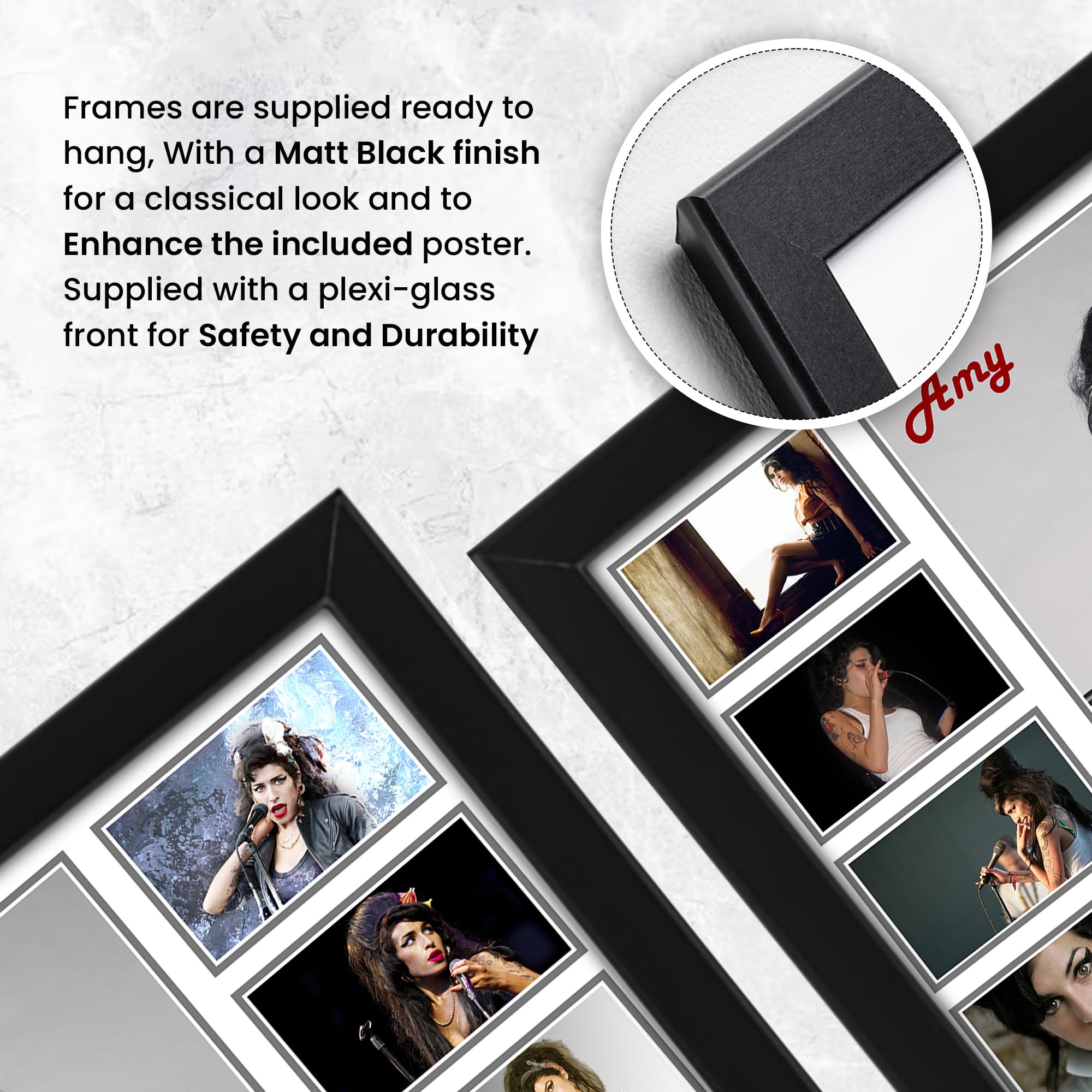 Poster con stampa autografata di Amy Winehouse, edizione limitata, idea regalo per i fan, memorabilia da collezione (nero, A3 (30 x 40 cm), senza cornice)