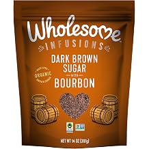 Wholesome Sweeteners 14-Ounce Dark Brown Sugar Infused with Bourbon, Fair Trade, Non GMO,& Vegan, for Baking, Sauces, Dry Rubs, Sweetening, and More, 1 Pack