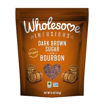 Wholesome Sweeteners 14-Ounce Dark Brown Sugar Infused with Bourbon, Fair Trade, Non GMO,& Vegan, for Baking, Sauces, Dry Rubs, Sweetening, and More, 1 Pack