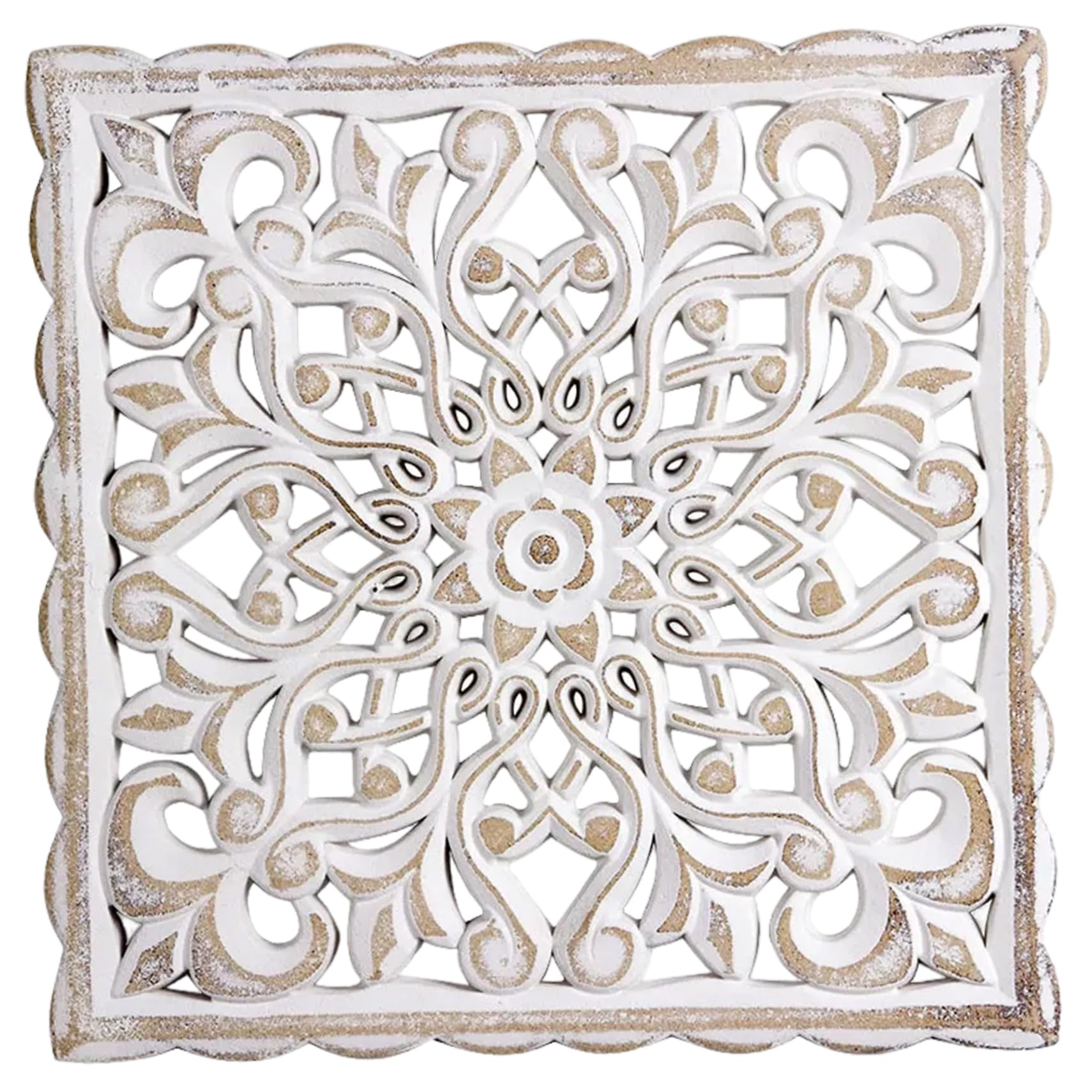 Panneau suspendu avec motif de mandala en bois pour habiller un mur vide