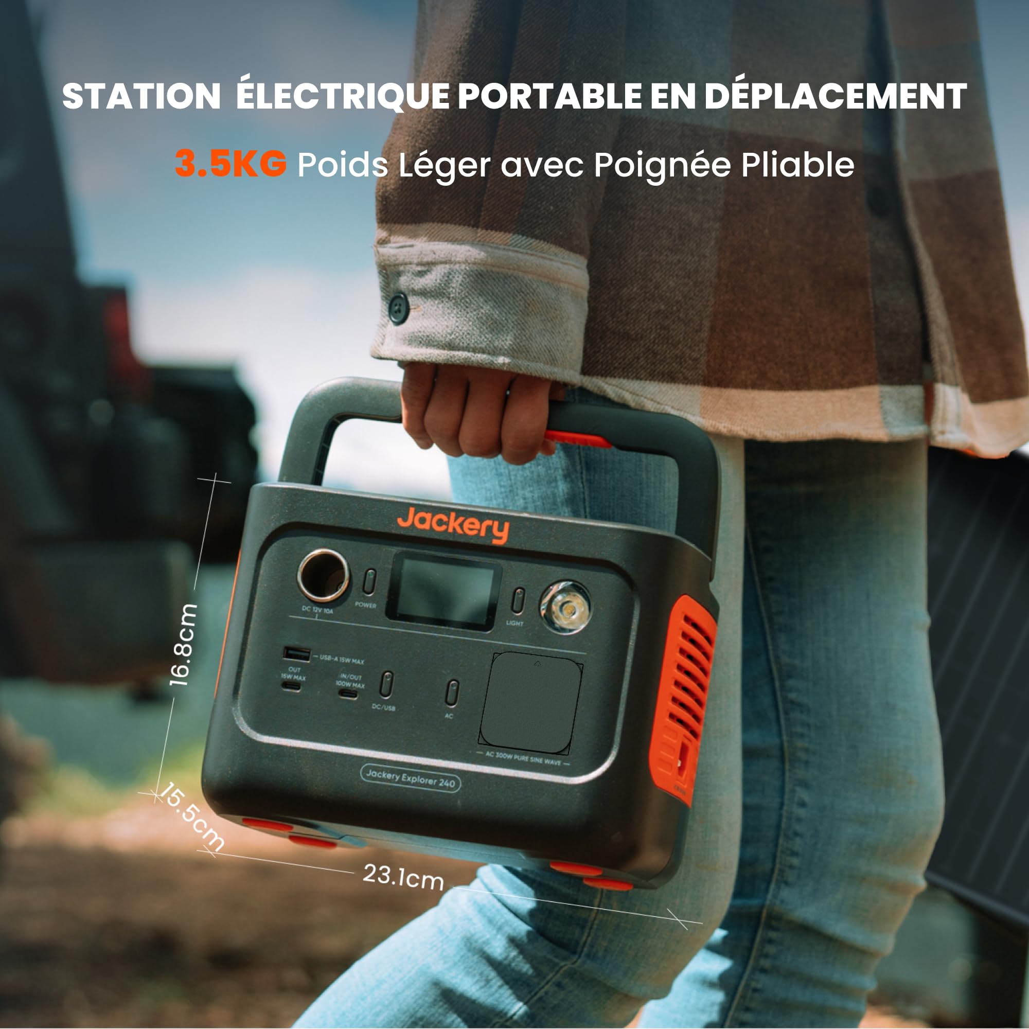 Station Électrique Portable Jackery Explorer 240 V2, 256Wh Batterie LiFeP04, 300W CA/100W USB-C Sortie, Charge Complète Rapide 1H via APP, Générateur Solaire pour Plein Air,Camping,Urgence