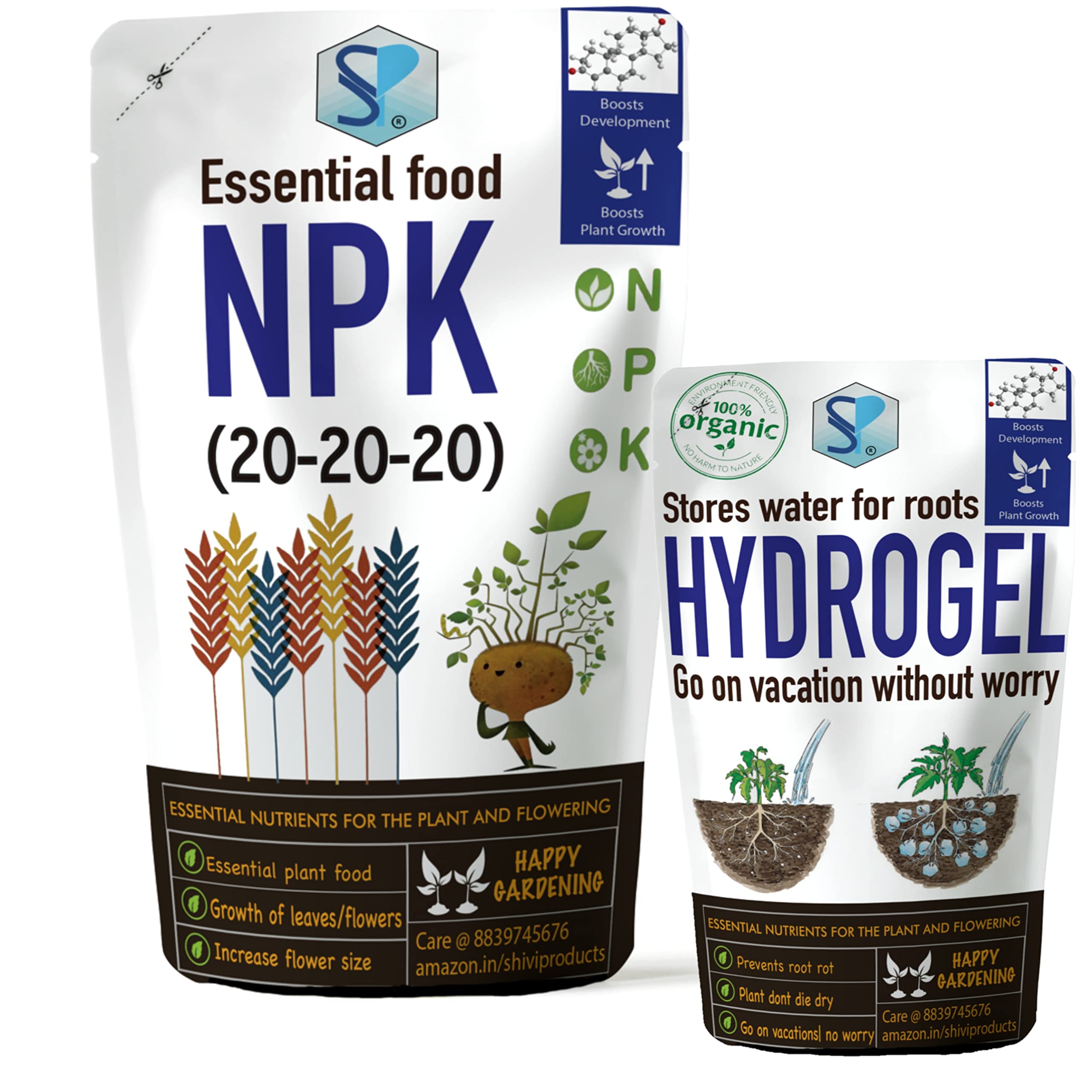 Shiviproducts NPK 20-20-20 (400 gram) and and Hydrogel (50 gm) Combo Fertilizers for Plants Home Garden Fruiting and Flowering (B07C3MM6RX) Amazon Price History, Amazon Price Tracker