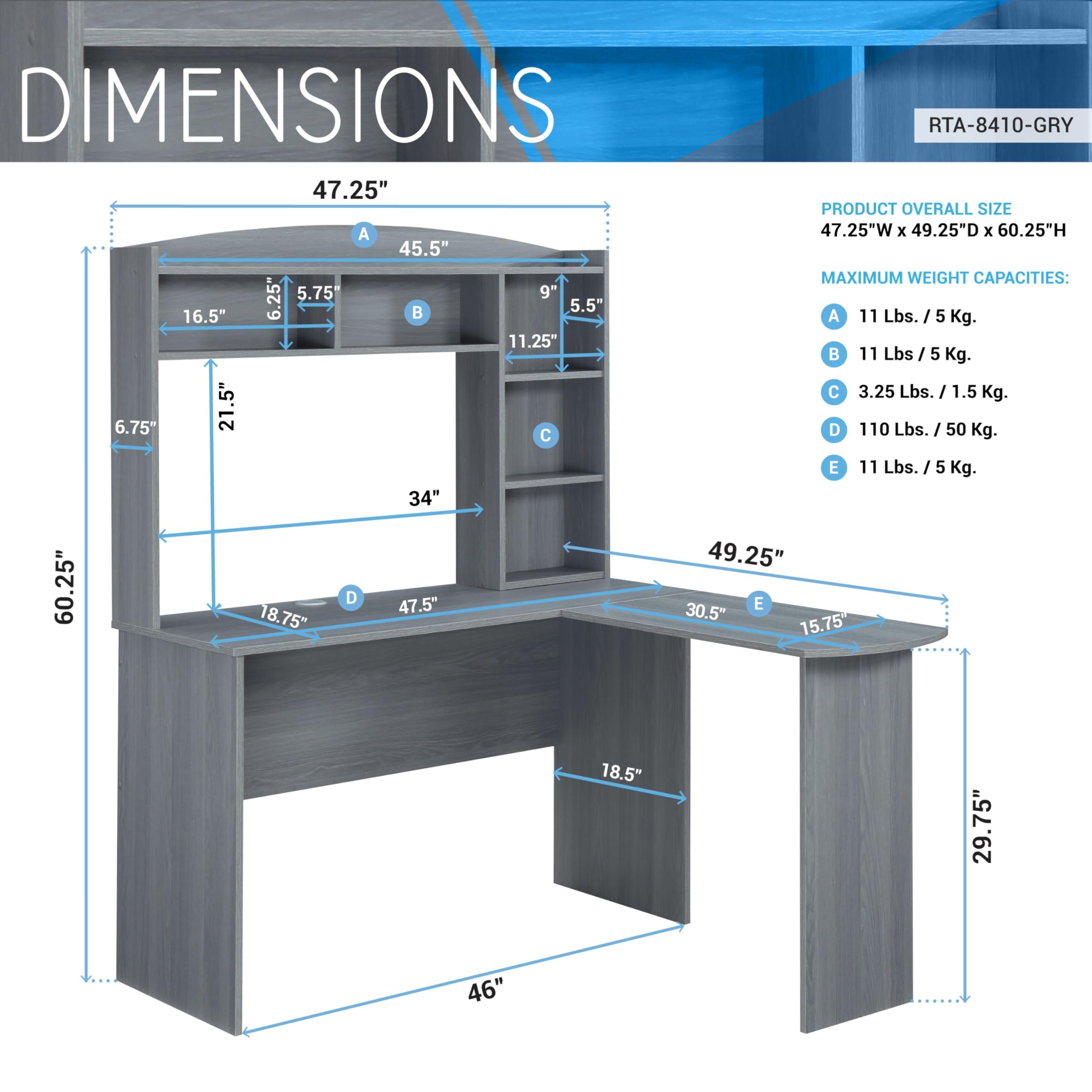 Amazon.com: Techni Mobili Modern Hutch L-Shaped Computer Desk
