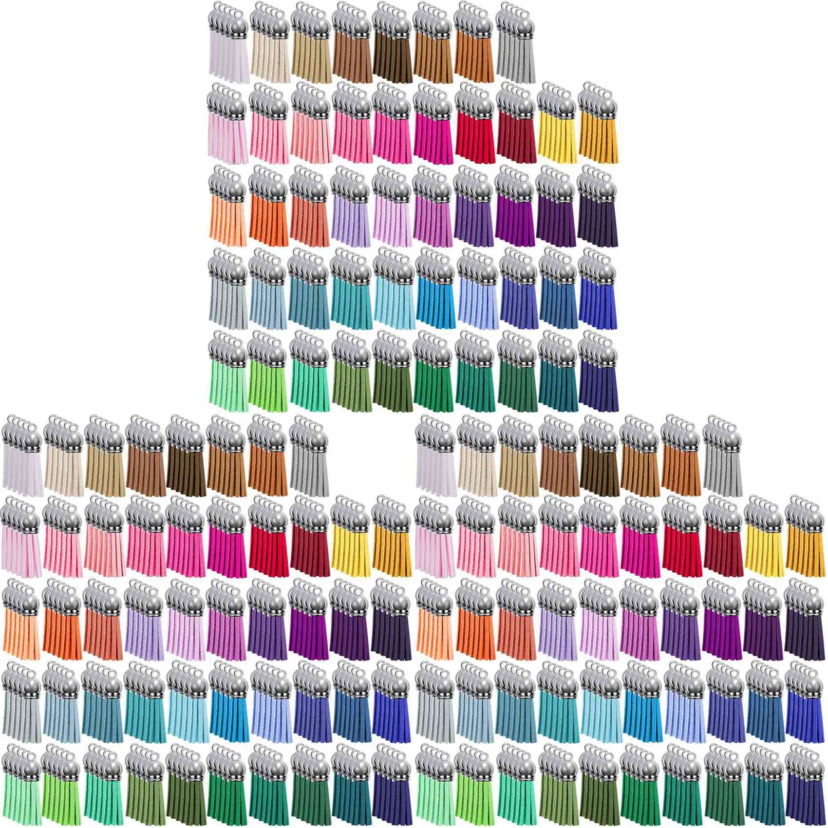 Hndhbfgrt 750Pcs/Set Keychain Tassels Bulk Colored Leather Tassel Pendants for DIY Keychain and Craft