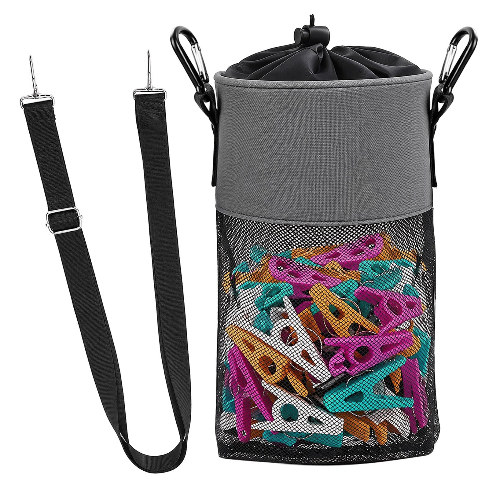 Msjuwek Waterproof Peg Bag for Washing Line, Large Capacity Peg Basket with Adjustable Shoulder Strap and Drawstring Closure, Heavy Duty Oxford Fabric Organizer for Indoor Outdoor Laundry