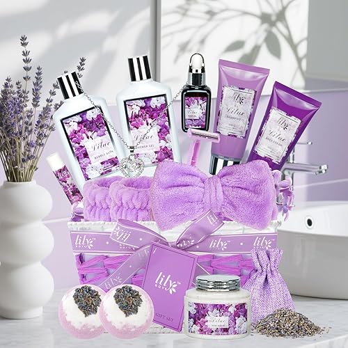 Miniatura 8 de Juego de regalo de baño y cuerpo para el día de la madre, cesta de regalo de spa de lujo de 18 piezas para mujeres, juego de baño con bomba de baño,