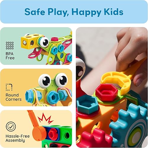 Miniatura 6 de PicassoTiles STEM Juguetes de aprendizaje de 250 piezas de bloques de construcción para niños, kit de ingeniería de construcción, bloques de juguete