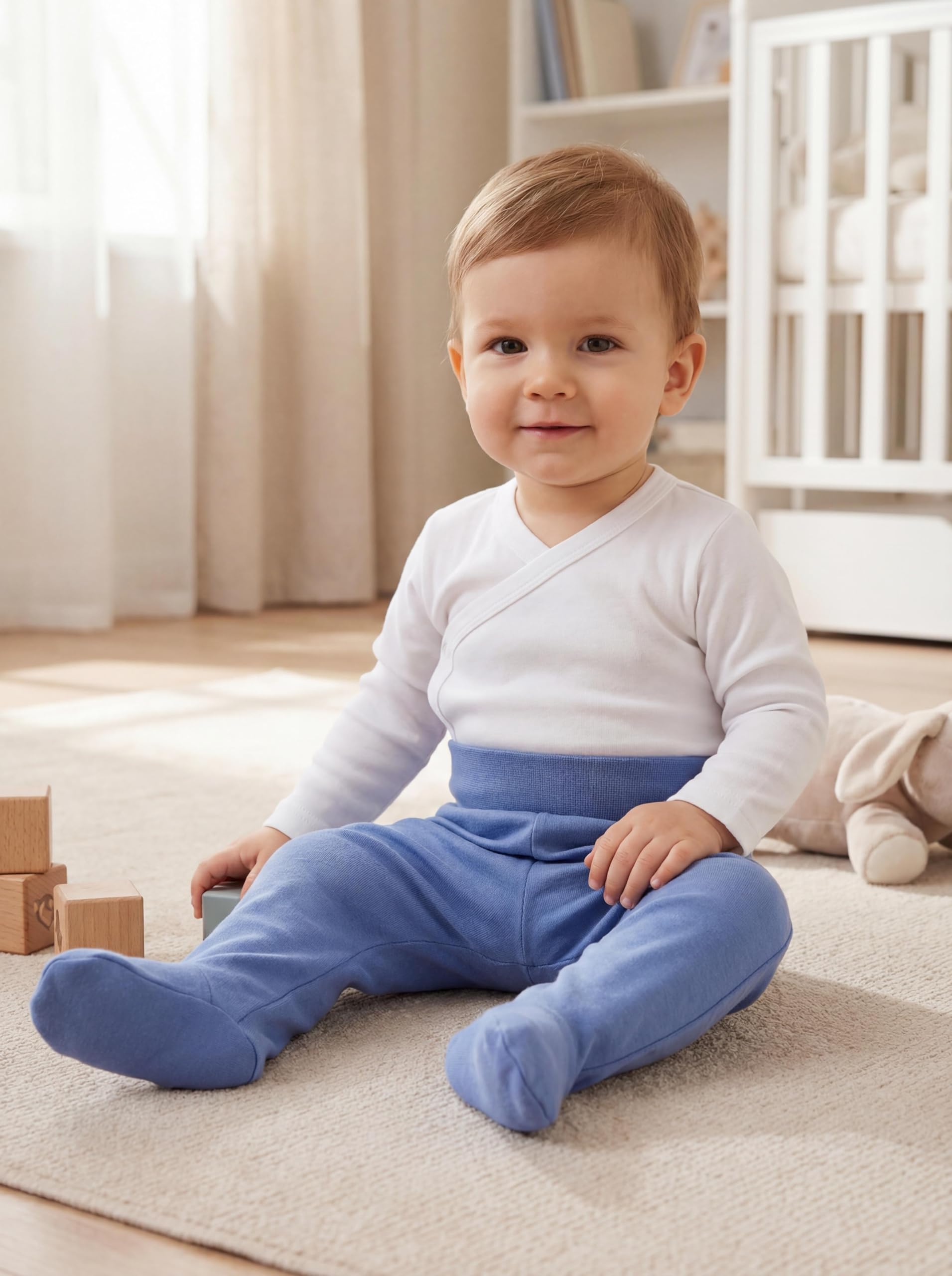TupTam Pantalones Bebé Niño con Pies 3 Unidades – Polainas Bebé Algodón Cómodos y Suaves