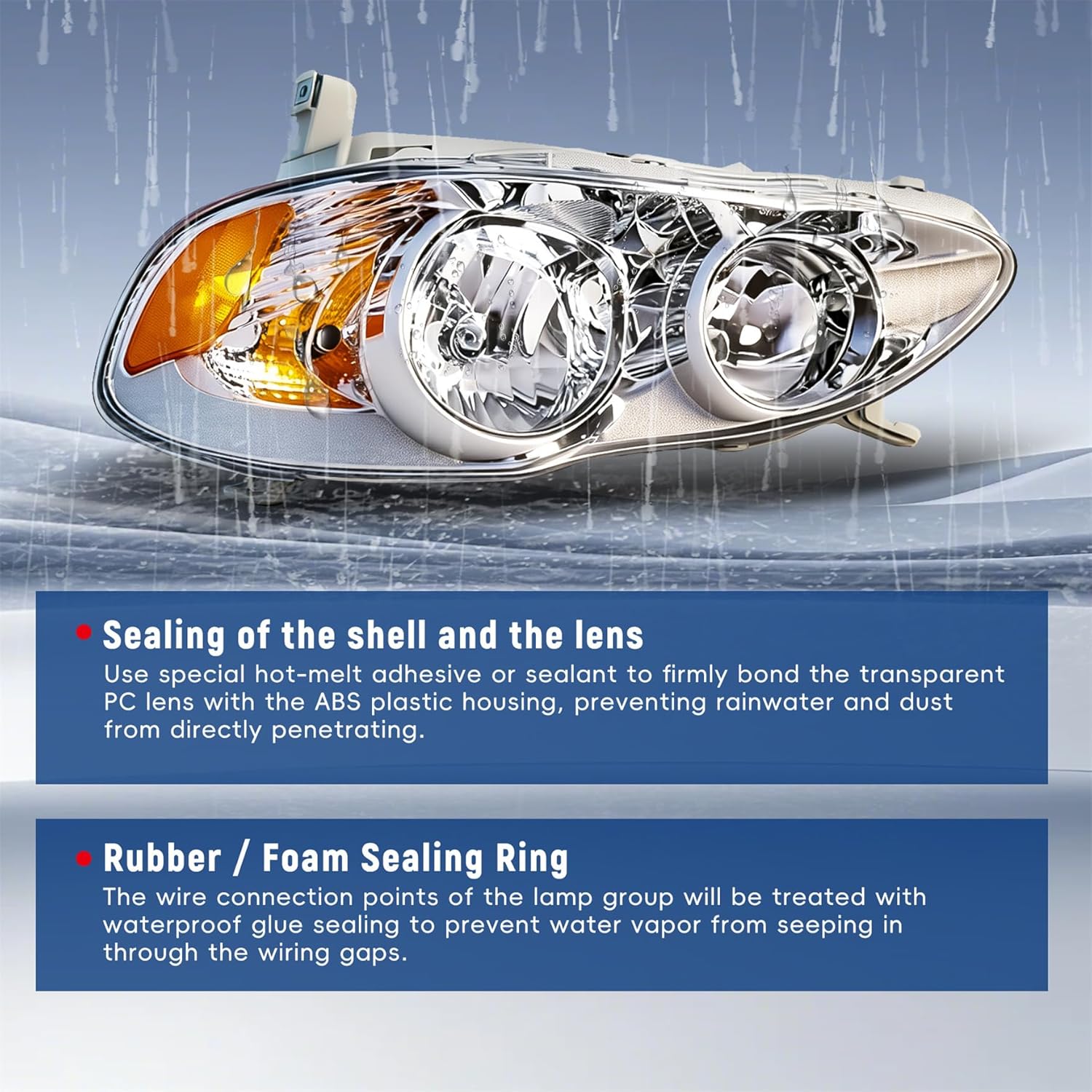 waltyotur Replacement for 2003 2004 2005 2006 2007 2008 Corolla Headlight Assembly Head Lamps Headlights Pair Left+Right