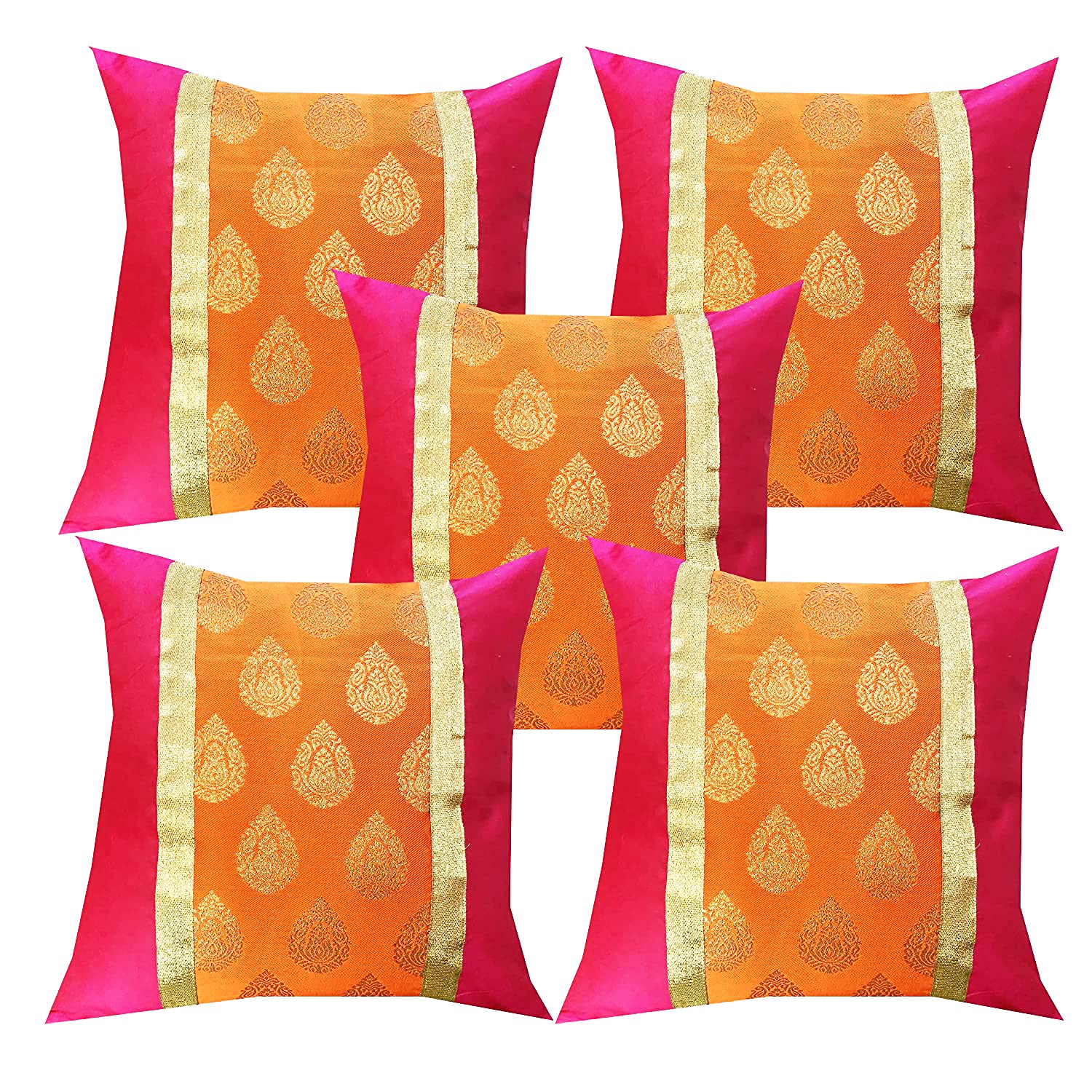 Pink parrot- Jacquard dopian Silk Multi Colour Cushion Cover 16x16 inch-Set 5 pcs (B08WPS3921) Amazon Price History, Amazon Price Tracker