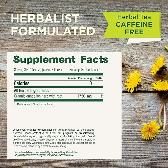 Té de Diente de León Orgánico - 16 Saquitos - Sin Cafeína miniatura 2
