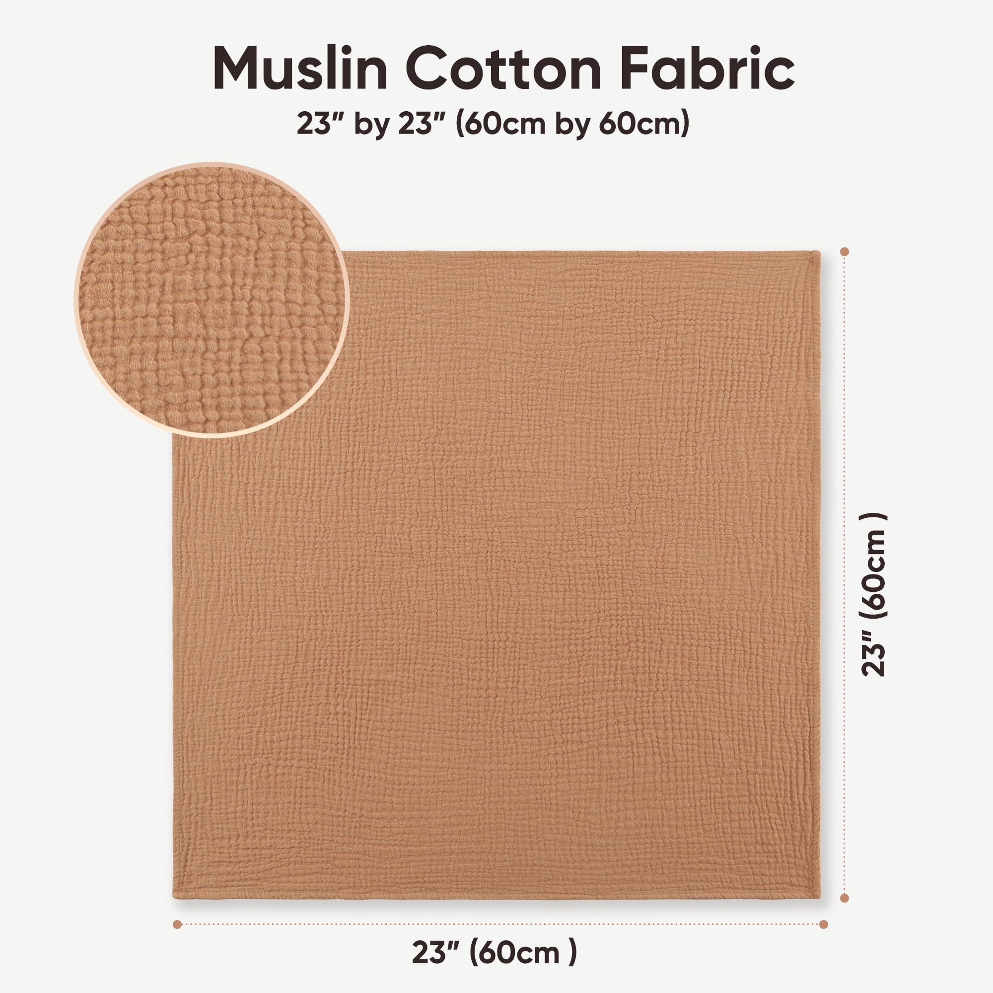 bearmoss Bambino in Mussola Per Neonati Set 6 Pezzi,100% cotone Super Morbido Assorbente in Mussola A Grana Per Neonati Per Bambine E Ragazzi 60x60CM (Marrone)