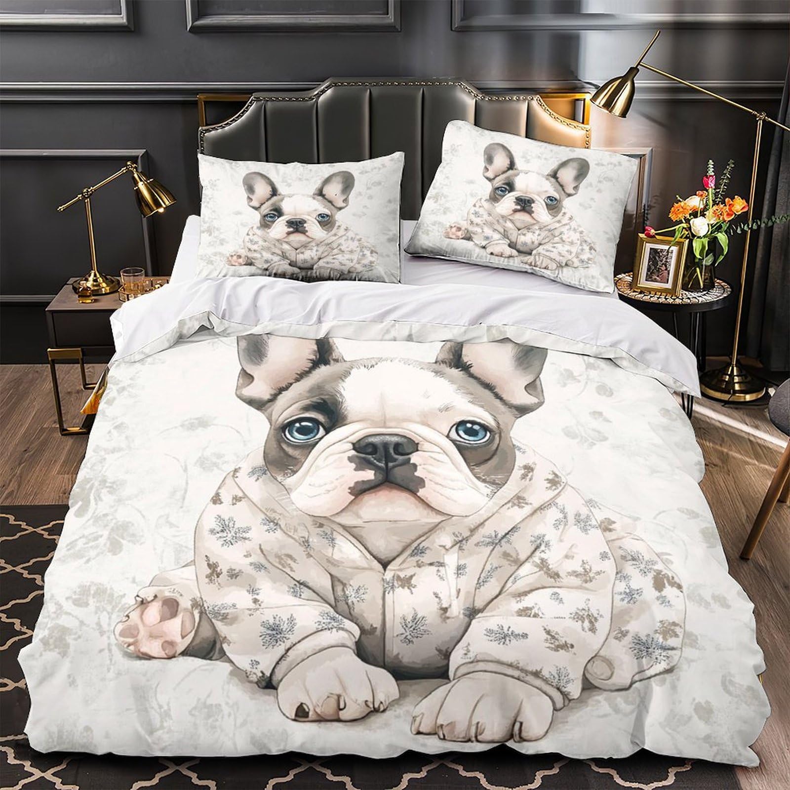Housse de couette bouledogue français cadeau parure lit enfant 3D