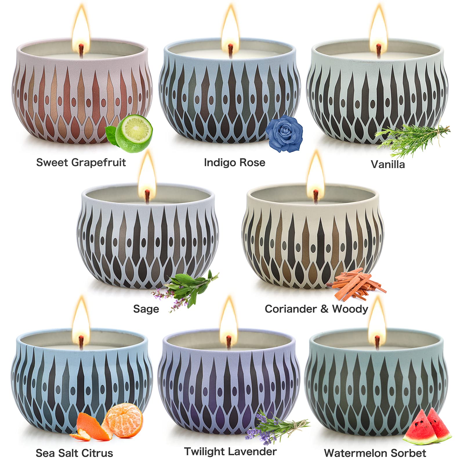 AMAYGA Bougie Parfumée Ensemble, 100% Cire De Soja Naturelle Pour Décompression, Mariage, Bath, Yoga - Cadeau Pour Noël, Fête Des Mères Et Saint-Valentin