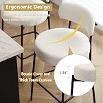DYHOME Bar Stools Set of 3, White 28 Inches Counter Height Bar Stools,Upholstered Boucle Barstools with Back, Mid-Century Modern Bar Chairs for Kitchen Island, Dining Room, Christmas