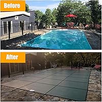 Vista 7 de Cubiertas de seguridad de piscina de invierno resistentes para piscinas enterradas, cubierta rectangular grande verde con accesorios