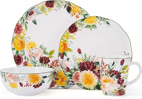 Miniatura 2 de Mikasa Clara Bone - Vajilla ligera de porcelana de 16 piezas, resistente a las astillas, servicio para 4