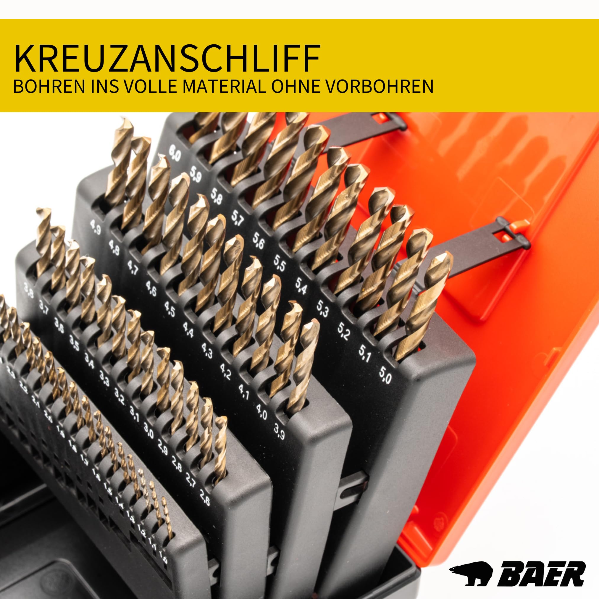 BaerCoil BAER HSSE - Set di punte elicoidali (0,1 mm in aumento), 1-6 mm, HSSE/cobalto ad alta lega, set di punte per trapano in acciaio al cobalto