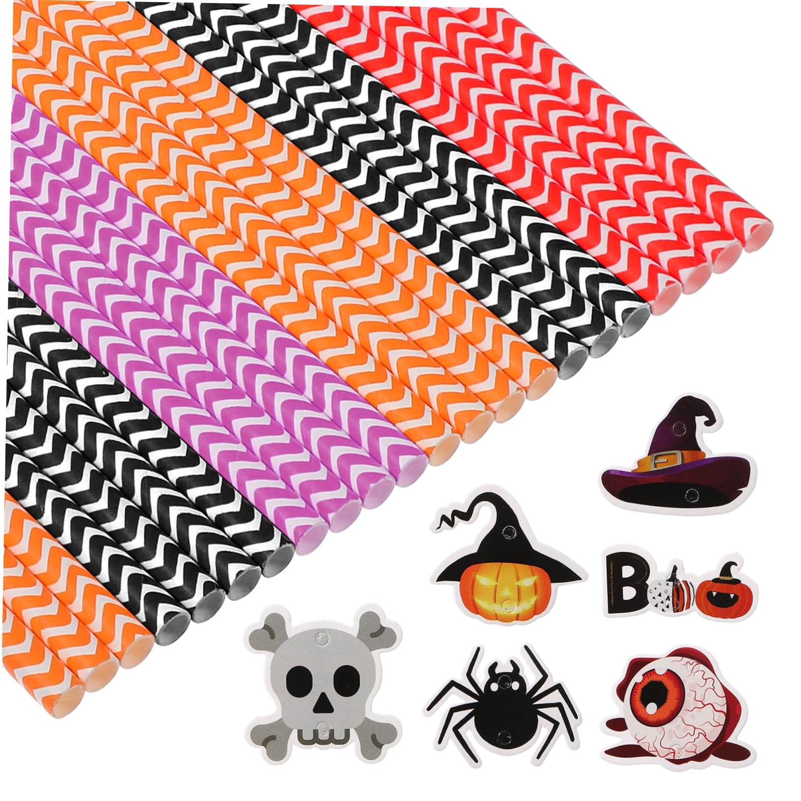 Gatuida 6 confezioni Pacchetti Cannucce per Halloween con Decorazioni Teschio Occhio Cappello da Strega Cannucce Festa Colorate per Bevande Creative e Sicure