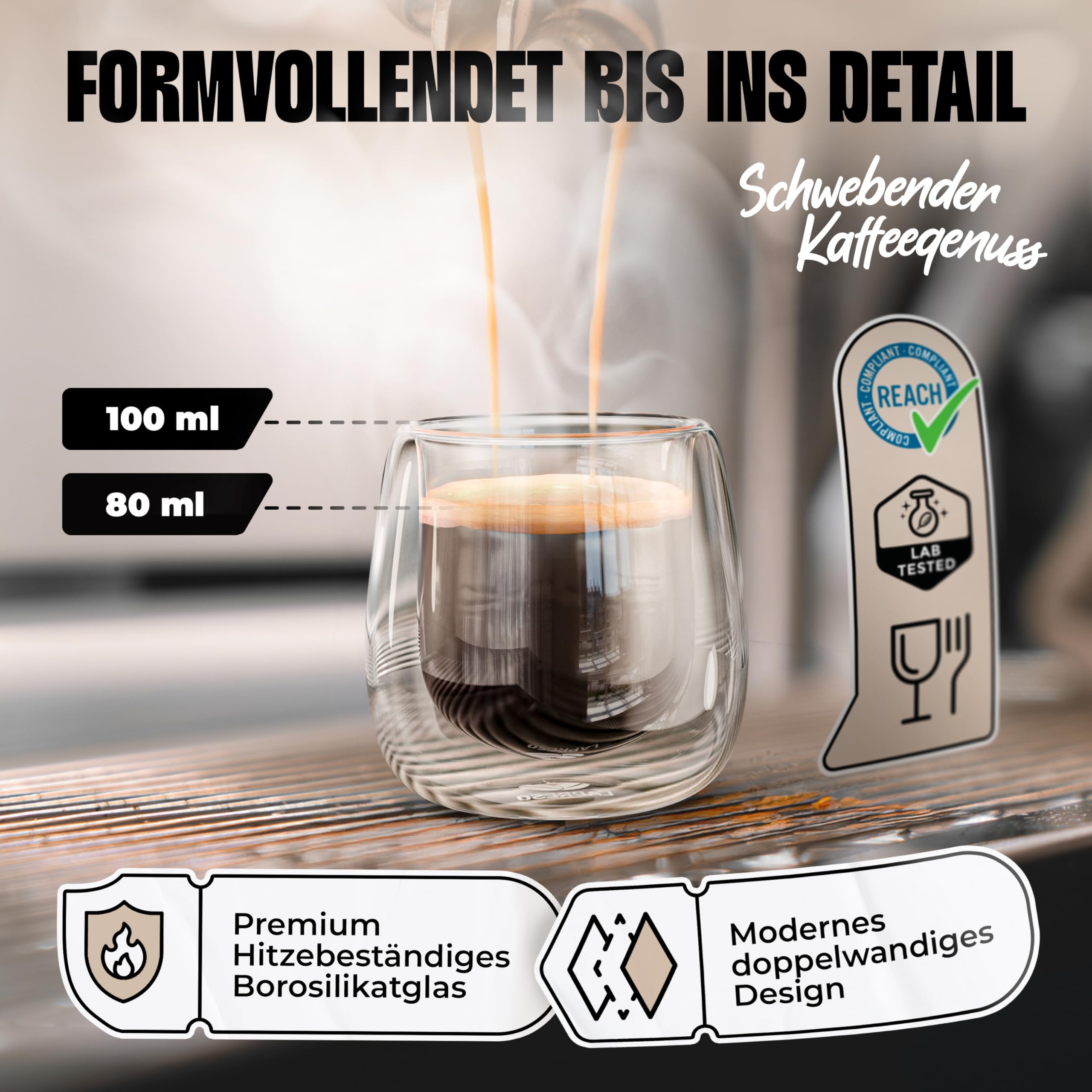 Produktbild von 2x Espressoglas Mit Henkel - 80ml - Cafe Peru