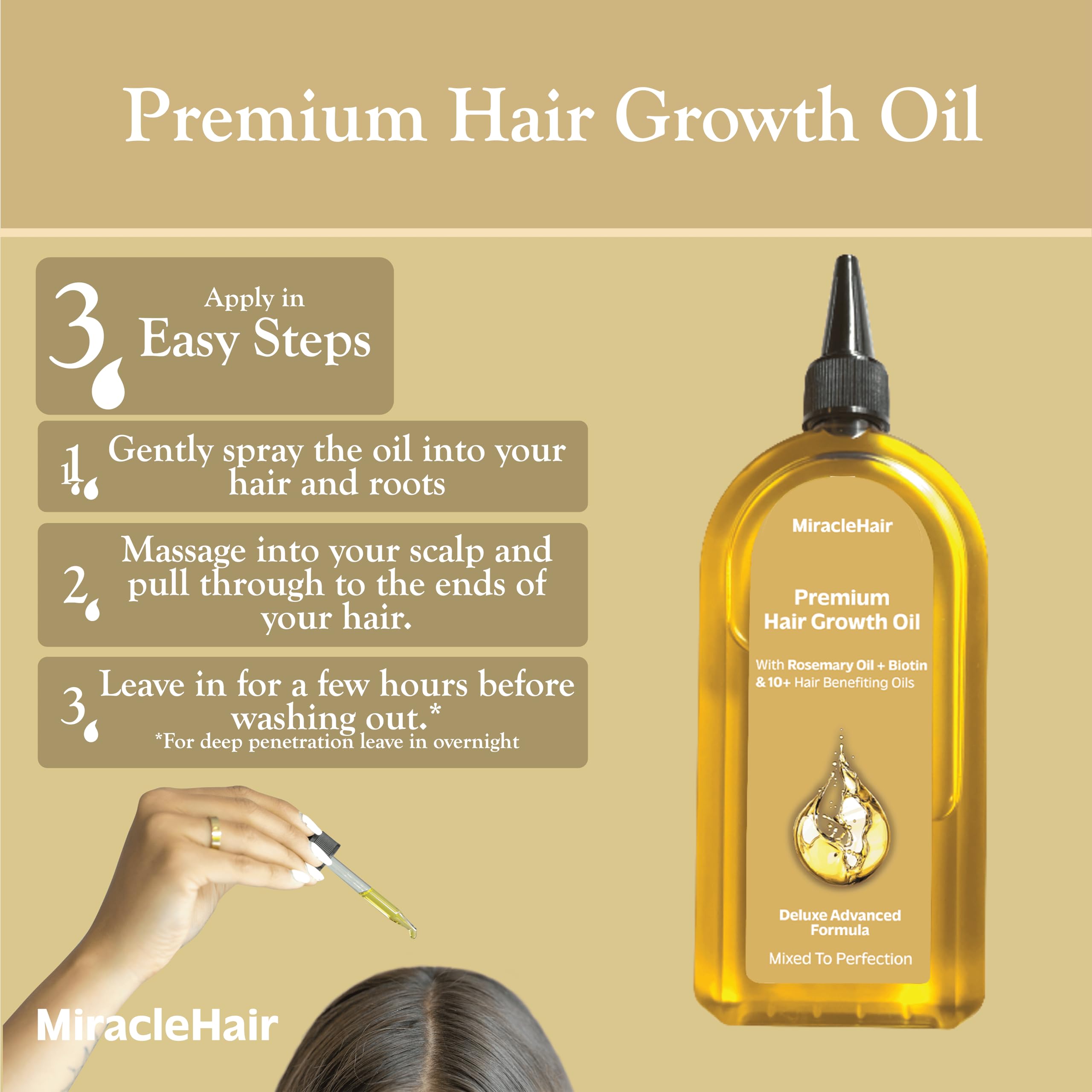 Premium Hair Growth Oil 170ml & Supplement Set, Enriched with 12 Natural Oils Including Rosemary & Biotin, Promotes Thicker - Image 4