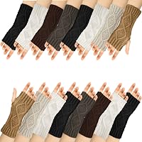 SATINIOR 8 Pairs Women's Fingerless Thumb Hole Gloves - Knit Winter Arm Warmers Mittens Multi-Color