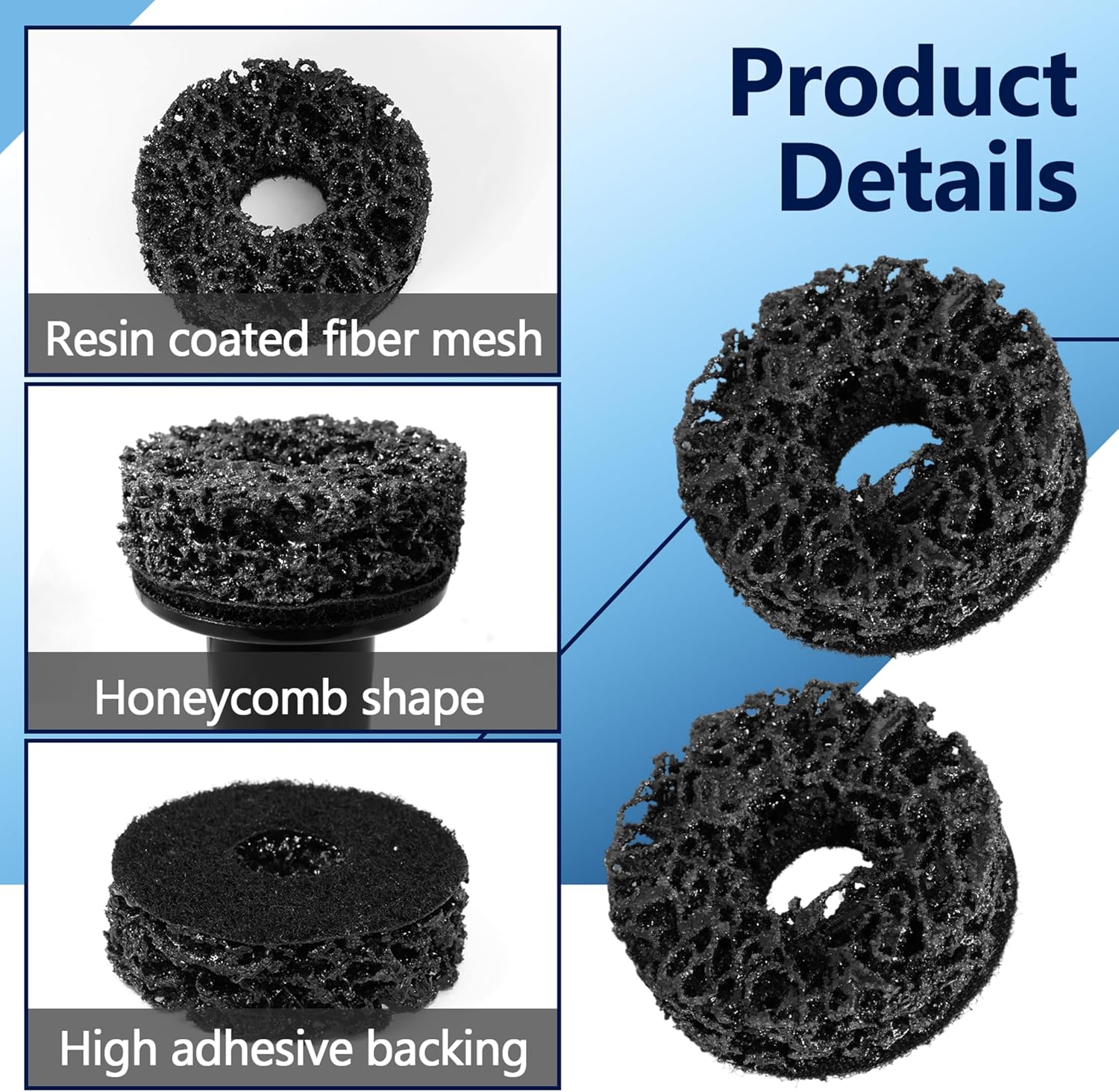 12PCS Wheel Hub Cleaning Pads, 2" Durable Nylon Web Pads, Wheel Stud Cleaner Pads