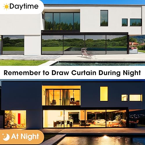 Miniatura 4 de Coavas - Película solar para ventana de un solo sentido, no adhesiva, control de calor, anti UV, para el hogar y la oficina