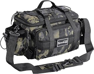 Sougayilang Fishing Tackle Bag - Waterproof 600D Storage for 3x 3600 & 1x 3500 Tackle Boxes, Padded Strap, Green - Saltwater Freshwater Gear