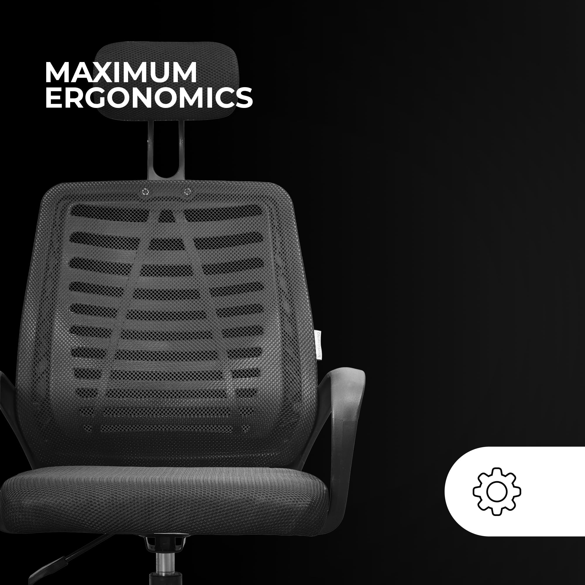 Mars Gaming MGC-ERGOB, Silla Gaming Ergonómica, Asiento y Respaldo de Malla Transpirable, Reposacabezas Regulable, Altura Ajustable Entre 110.5 y 120.5cm, Sistema de Balanceo de 3° a 18°, Negro