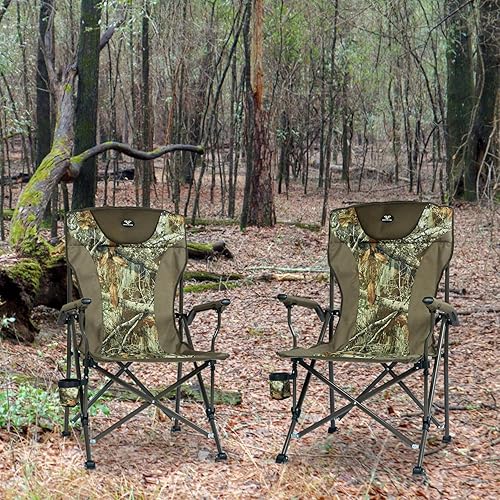 Miniatura 2 de Silla plegable de respaldo alto para adultos, silla plegable de brazo duro con bolsa enfriadora de alta capacidad, soporte de 330 libras, borde