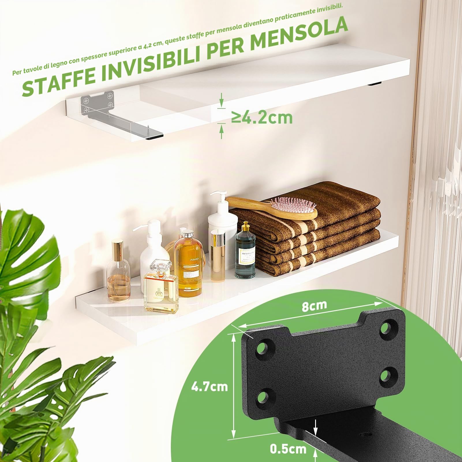 Yeabett 2 supporti per mensole, 30 cm, carico pesante, 75 kg, colore: nero