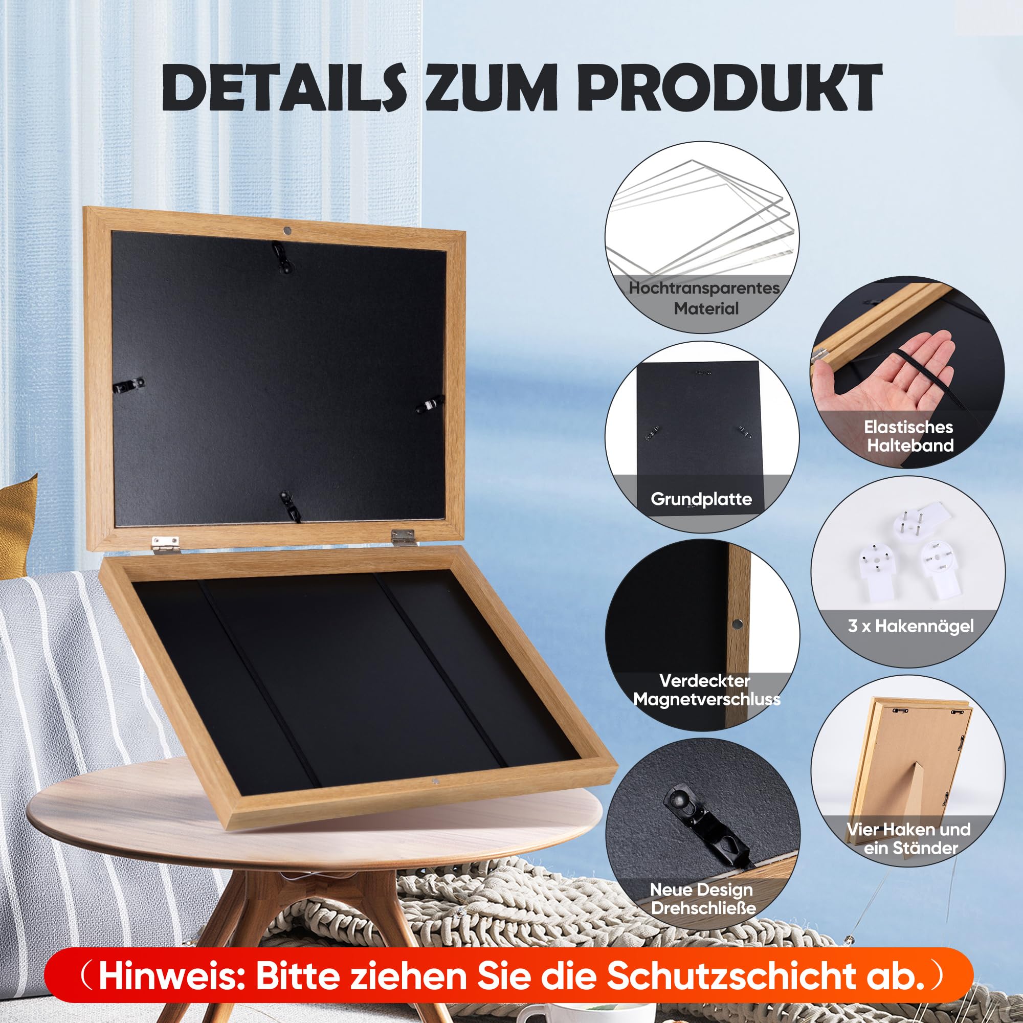 Bilderrahmen Kinderzeichnungen, 2 Stück A4 Befüllba Kunstfotorahmen Kinder,25,4 x 32,8 cm,Frontöffnung Kunstwerke, Ideal für, Kunstprojekte, Schule, Zuhause (holz)