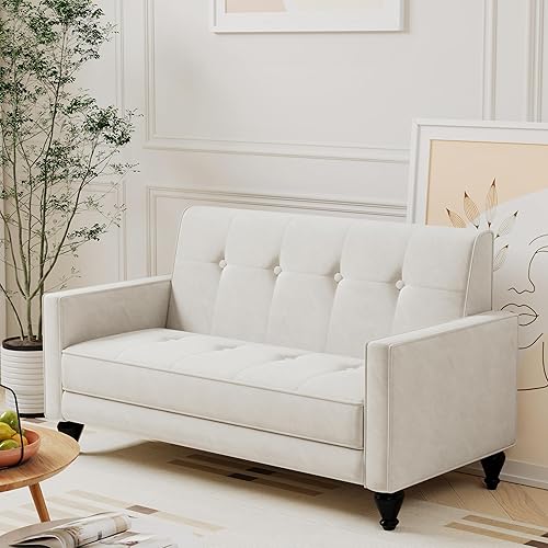 Miniatura 10 de ALISH Sofá pequeño, sofá biplaza tapizado, sofá biplaza armado, sofás pequeños con botones para espacios pequeños, sofás biplaza de dos plazas para