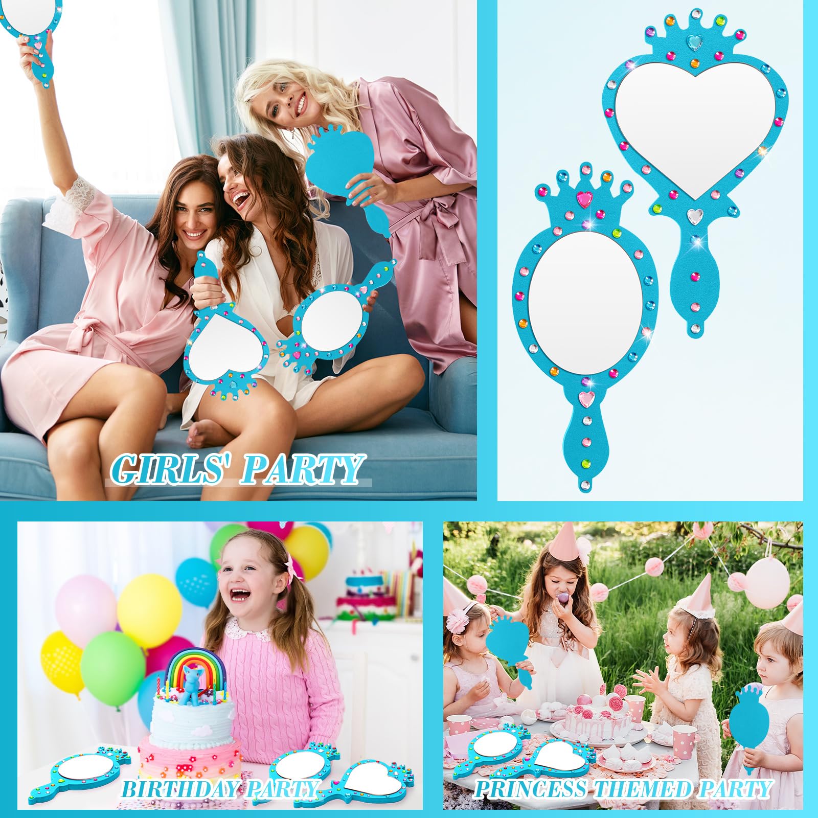 Geetery Lot de 20 miroirs incassables en mousse pour enfants - Décoration de fête - Bleu