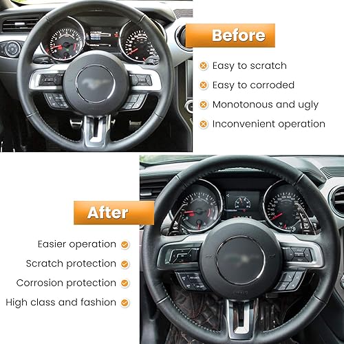 Miniatura 3 de Cubierta extendida para cambio de volante para Ford Mustang 2015 2016 2017 2018 2019 2020 2021 2022 2023 Accesorios de decoración interior aleación