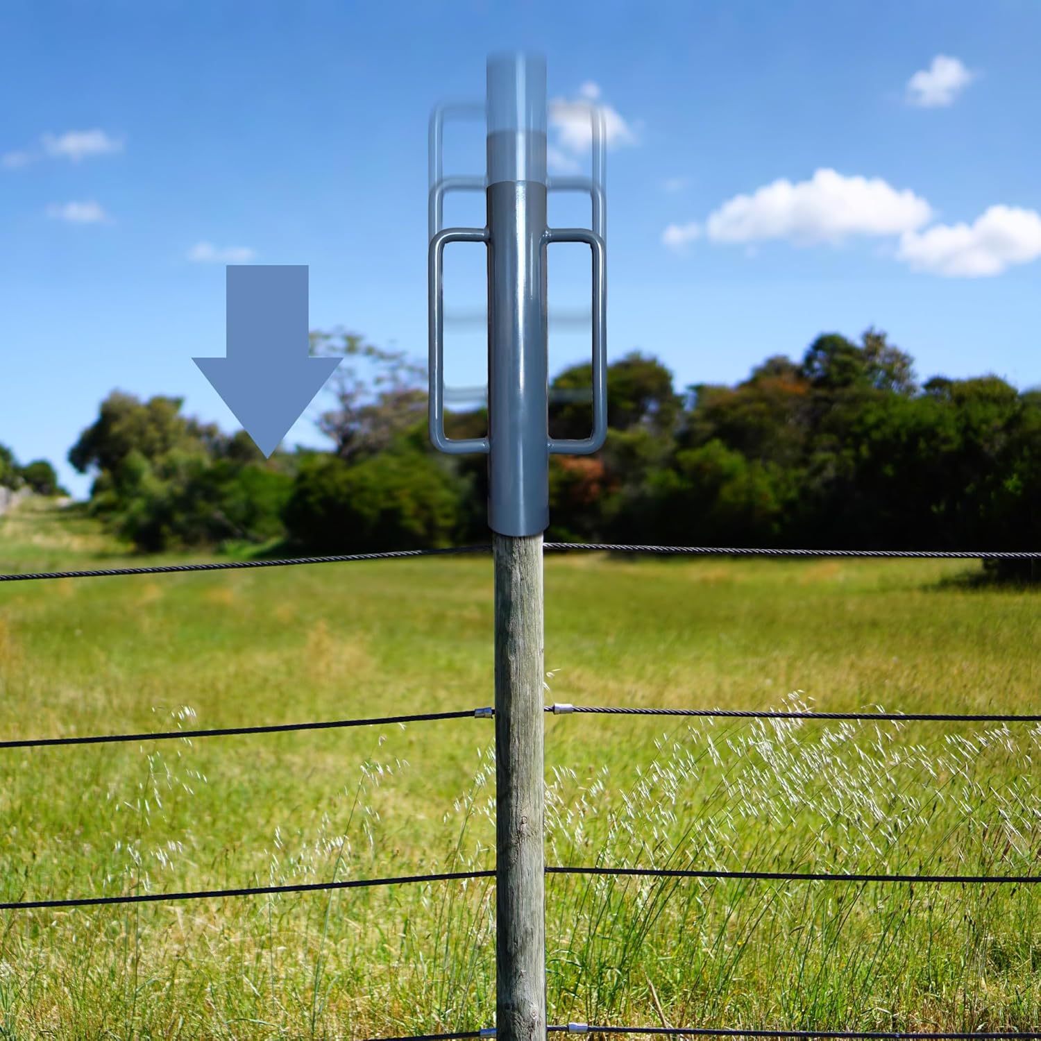 ARIFARO 17 Inch Fence Post Driver 12LB T Post Driver with Handle Heavy Duty Hand Post Pounder with Handle for U Fence Post Wooden Post