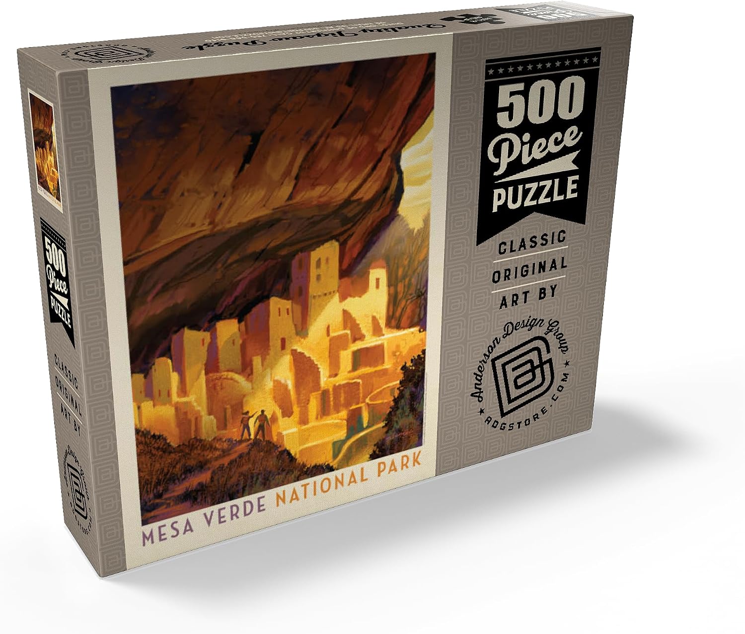 MyPuzzle Mesa Verde National Park: Golden Moment, Vintage Poster - Premium 500 Piece Jigsaw Puzzle for Adults