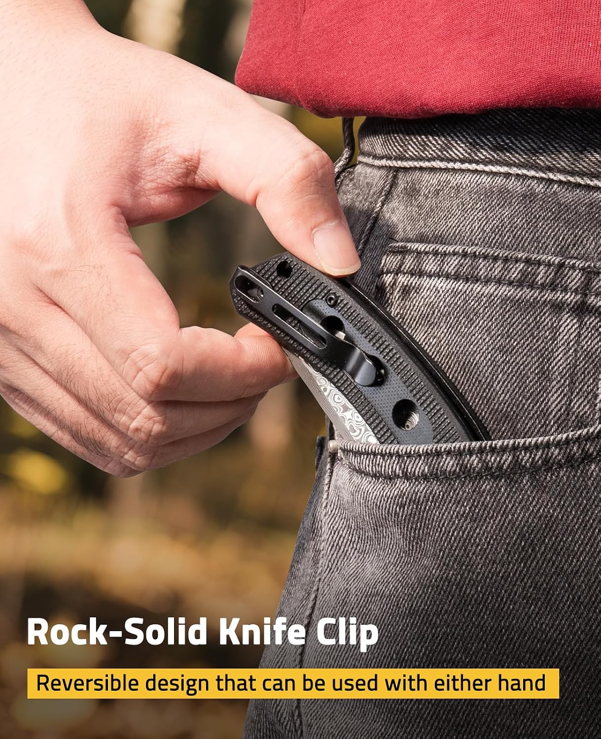 CVLIFE Damascus Pocket Knife for Men, 3.26" EDC Folding Knife Forged with 66-Layer VG10 Steel, Smooth Flipper Open Pocket Knives with G10 Handle for Camping Hiking Everyday Carry, Black