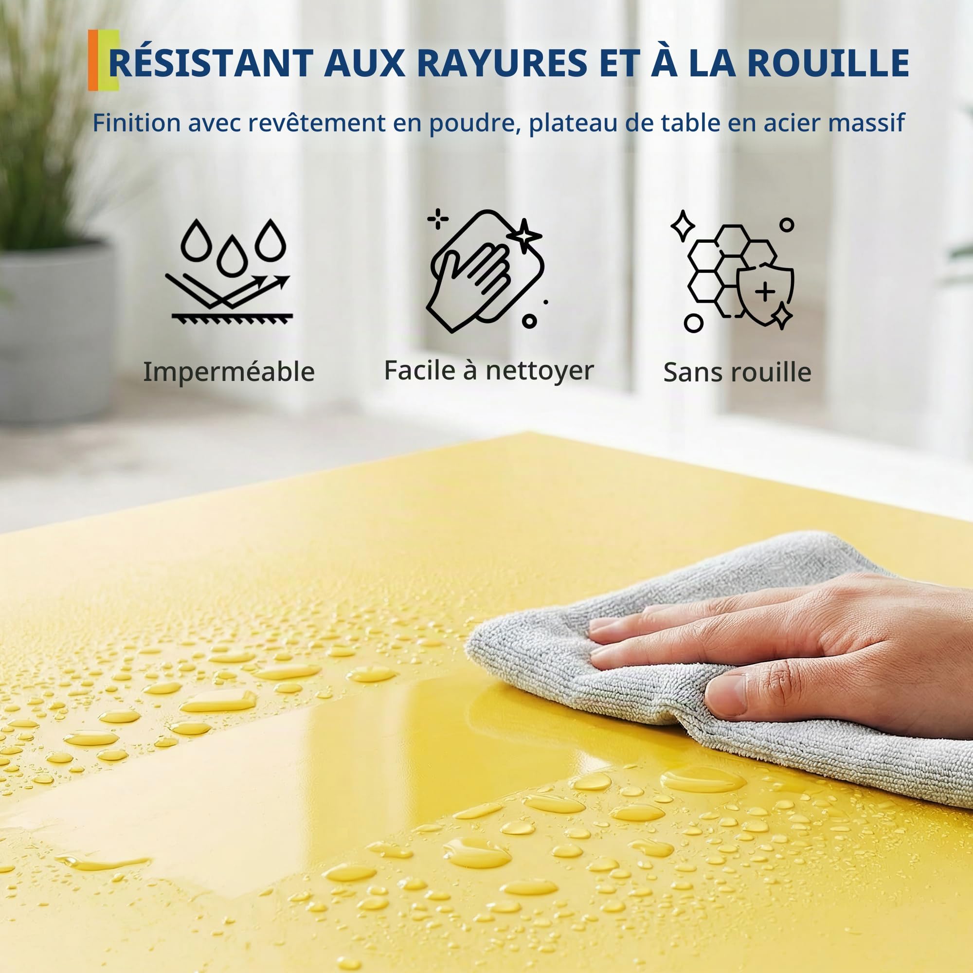 Garvee Table de Bistrot Exterieur Table Carrée et 2 Chaises Pliantes | Ensemble Bistrot de Jardin 3 Pièces en Métal sans Montage avec Double Protection Antirouille pour Balcon Terrasse et Jardin
