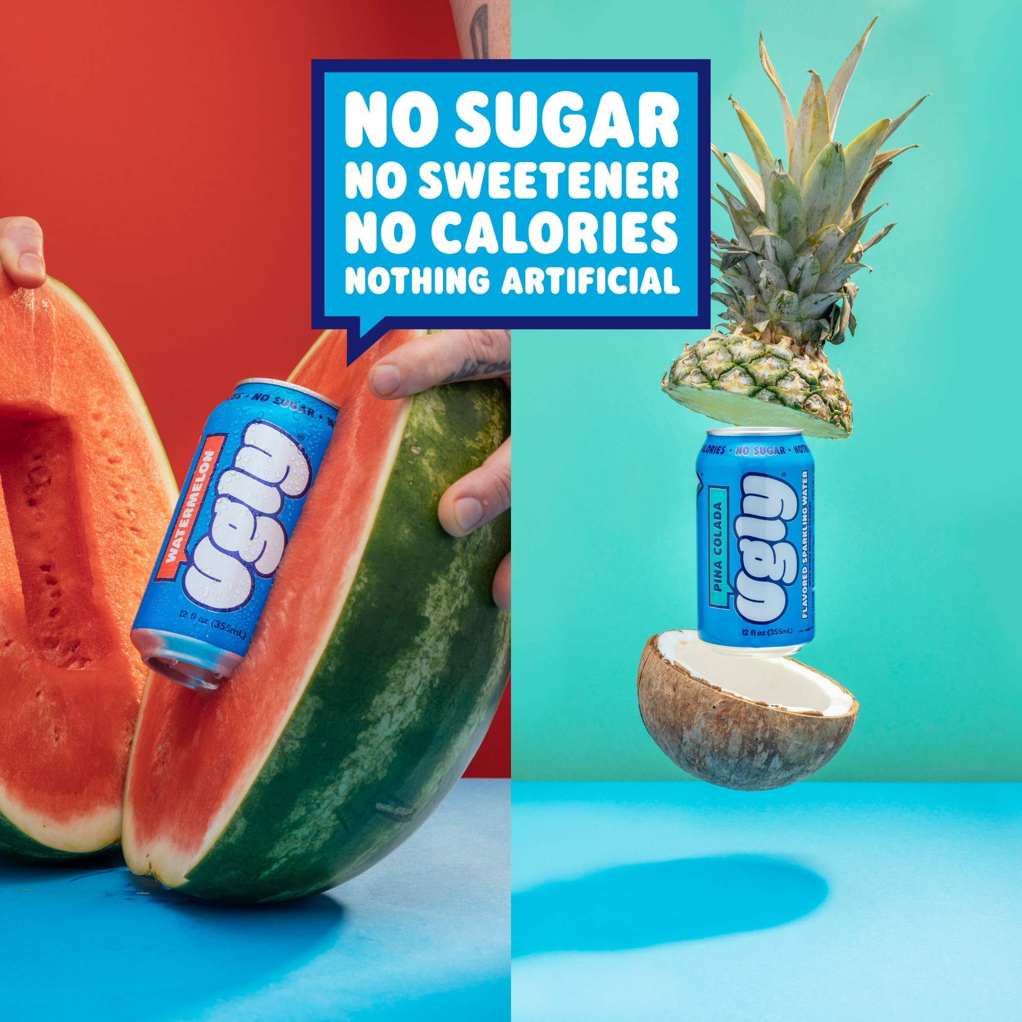 Ugly Drinks Watermelon + Pina Colada Variety Pack Sparkling Water, 24