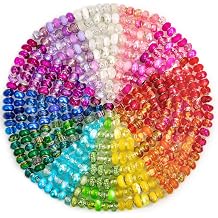 Cludoo Large Hole Glass Beads for Jewelry Making, 224PCS European Beads Bulk Mixed Color Spacer Bead with Rhinestones Lampwork Beads for DIY Craft Charms Bracelet Necklace Earring Making