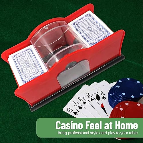 Miniatura 9 de Evelots Juego de cartas Shuffler - Soporte para 2 cartas de cubierta, sistema de manivela fácil, máquina barajadora de cartas, barajadora de cartas