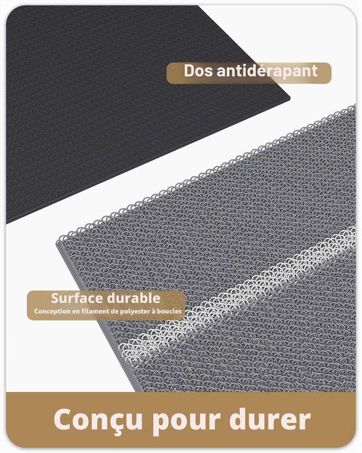 Color G Paillasson Extérieur, Tapis Exterieur Entree Robuste Antidérapant, Lavable, Essuyer Chaussure, Anti-Poussière, Tapis de Porte Extérieur Imperméable pour Entrée, Jardin, 44x75 cm, Gris