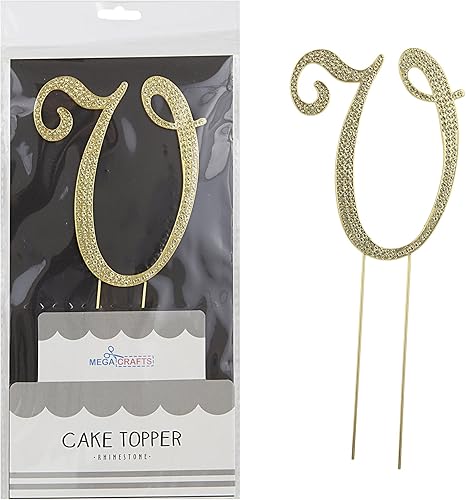 Miniatura 6 de Mega Crafts Decoración para tartas con diamantes de imitación dorados, cristales brillantes y aleación de metal duradero, ideal para cumpleaños,