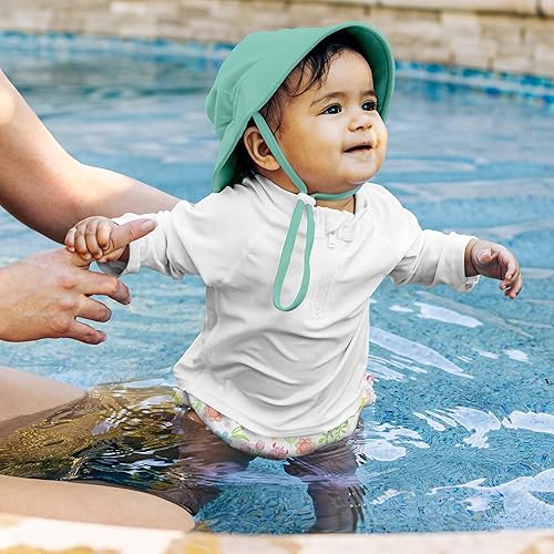 Miniatura 3 de green sprouts Pañal de natación con volantes ecológicos para bebé, diseño floral de tortuga blanca, 18 meses