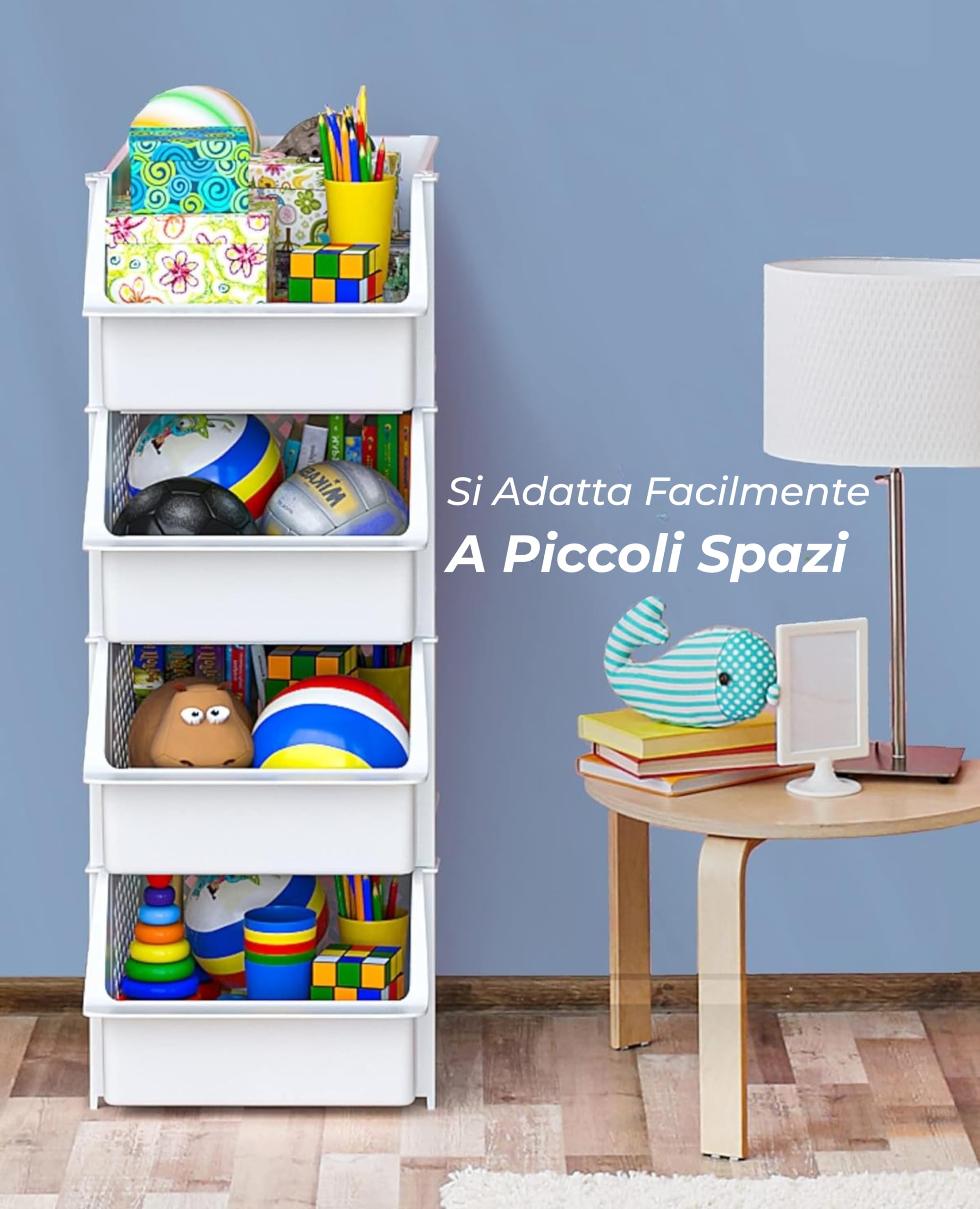 Skywin Contenitori Impilabili Set Da 4, Apertura Frontale | Organizer Dispensa Con Apertura Frontale, Ceste In Plastica Impilabili, Set Da 4, Per Cucina E Garage